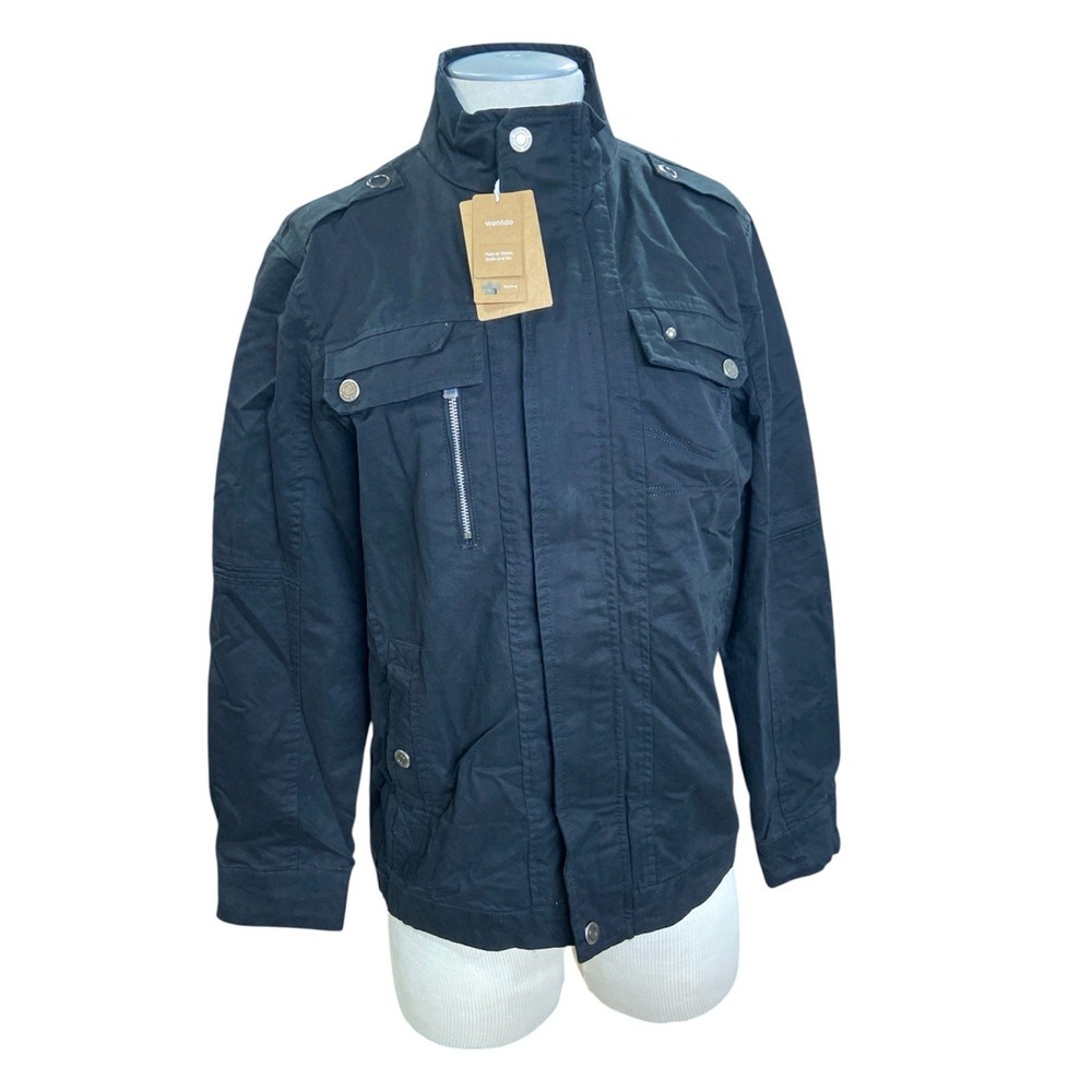 Wantdo Mens Military Field Jacket Size M Black Cotton Utility Coat 2188 NWT